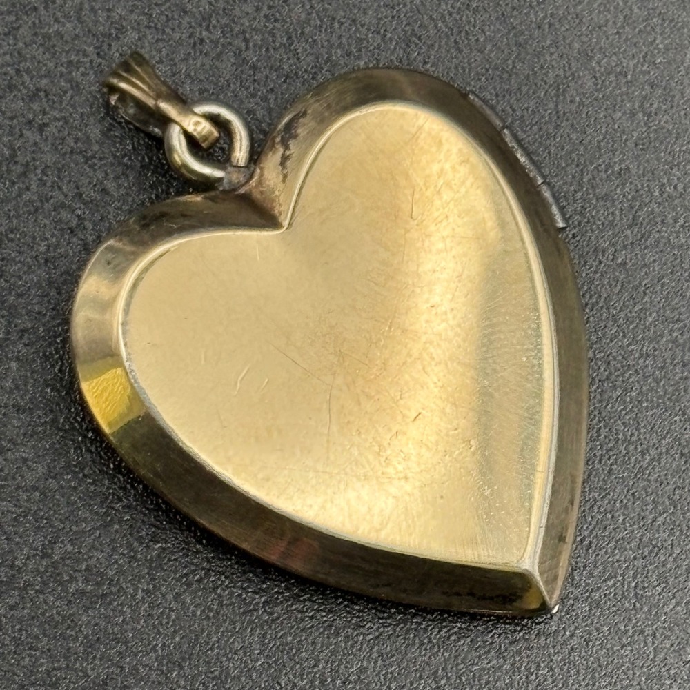 Vintage A&Z Heart Locket Gold WWII Sweetheart Winged Shield Pendant - Picture 4 of 10